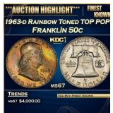 1963-d Franklin Half Dollar Rainbow Toned TOP POP!