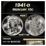 1941-d Mercury Dime 10c ms67 fsb SEGS