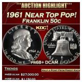 1961 Proof Franklin Half Dollar Near Top Pop! 50c