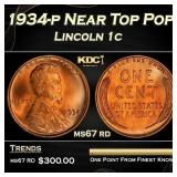 1934-p Lincoln Cent Near Top Pop 1c ms67 rd SEGS
