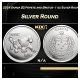 2024 Samoa $2 Popeye and Brutus - 1 oz Silver Roun