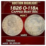 1826 Capped Bust Half Dollar O-118a 50c ms63 USCG