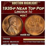 1935-p Lincoln Cent Near Top Pop 1c ms68 rd SEGS