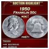 1950 Proof Franklin Half Dollar 50c pr67+ SEGS