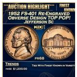 1952 FS-401 Re-Engraved Obverse Design Proof Jeffe