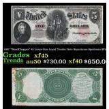 1907 $5 Large Size Legal Tender Note "WoodChopper"