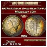 1937-s Mercury Dime Rainbow Toned Near Top Pop 10c