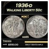 1936-d Walking Liberty Half Dollar 50c Grades ms65