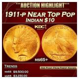 1911-p Gold Indian Eagle Near Top Pop $10 ms65+ SE