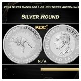 2024 Silver Kangaroo 1 oz .999 Silver Australia $1