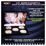 5 Coin Queen Elizabeth II Gold Plated Round Collec