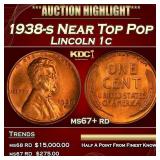1938-s Lincoln Cent Near Top Pop 1c ms67+ rd SEGS