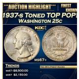 1937-s Washington Quarter Toned TOP POP! 25c ms67+