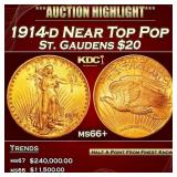 1914-d Gold St. Gaudens Double Eagle Near Top Pop