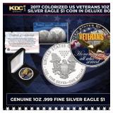 2017 Colorized US Veterans 1oz Silver Eagle $1 Coi