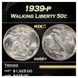 1939-p Walking Liberty Half Dollar 50c ms66+ SEGS
