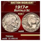 1917-p Buffalo Nickel 5c ms66 SEGS