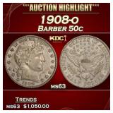1908-o Barber Half Dollars 50c ms63 USCG
