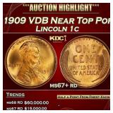 1909 VDB Lincoln Cent Near Top Pop 1c ms67+ rd SEG