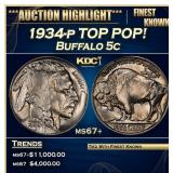 1934-p Buffalo Nickel TOP POP! 5c ms67+ SEGS