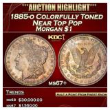 1885-o Morgan Dollar Colorfully Toned Near Top Pop