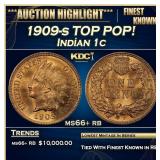 1909-s Indian Cent TOP POP! 1c ms66+ rb SEGS