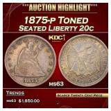 1875-p Twenty Cent Piece Toned 20c ms63 USCG