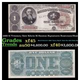 1890 $1 Treasury Note Edwin M Stanton Grades xf+ S