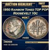 1950 Proof Roosevelt Dime Rainbow Toned TOP POP! 1