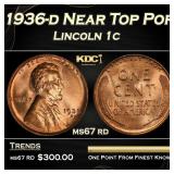 1936-d Lincoln Cent Near Top Pop 1c ms67 rd SEGS