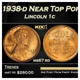 1938-d Lincoln Cent Near Top Pop 1c ms67 rd SEGS