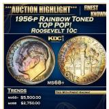 1956-p Roosevelt Dime Rainbow Toned TOP POP! 10c m