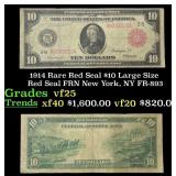 1914 $10 Large Size Red Seal FRN Rare Red Seal New