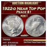 1922-d Peace Dollar Near Top Pop $1 ms66+ SEGS