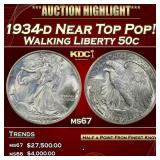 1934-d Walking Liberty Half Dollar Near Top Pop! 5