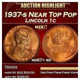 1937-s Lincoln Cent Near Top Pop 1c ms67+ rd SEGS