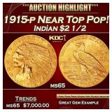 1915-p Gold Indian Quarter Eagle Near Top Pop! $2