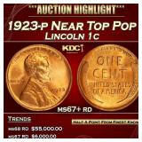 1923-p Lincoln Cent Near Top Pop 1c ms67+ rd SEGS