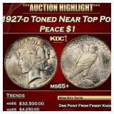 1927-d Peace Dollar Toned Near Top Pop $1 ms65+ SE