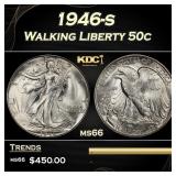 1946-s Walking Liberty Half Dollar 50c Grades ms66