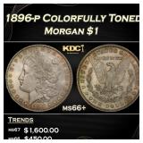 1896-p Morgan Dollar Colorfully Toned $1 ms66+ SEG