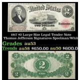 1917 $2 Large Size Legal Tender Note Thomas Jeffer