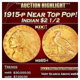 1915-p Gold Indian Quarter Eagle Near Top Pop! $2