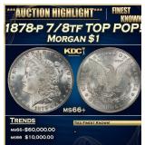 1878-p 7/8tf Morgan Dollar TOP POP! $1 ms66+ SEGS