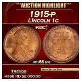 1915-p Lincoln Cent 1c ms66 rd SEGS