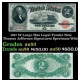 1917 $2 Large Size Legal Tender Note Thomas Jeffer
