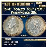 1941 Proof Washington Quarter Toned TOP POP! 25c p