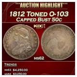 1812 Capped Bust Half Dollar Toned O-103 50c ms62