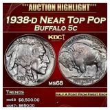 1938-d Buffalo Nickel Near Top Pop 5c ms68 SEGS