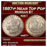 1887-p Morgan Dollar Near Top Pop $1 ms67+ SEGS